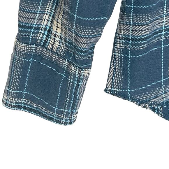 WRANGLER Men’s Blue Plaid Flannel Western Snap Front Shirt Medium - Picture 3 of 5